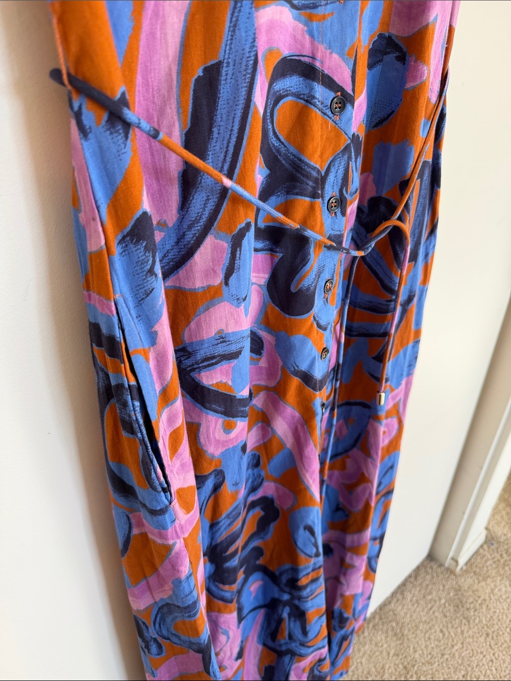 Cleobella Abstract Floral Button-Front Maxi Dress in Pink, Blue & Brown - Picture 7 of 16